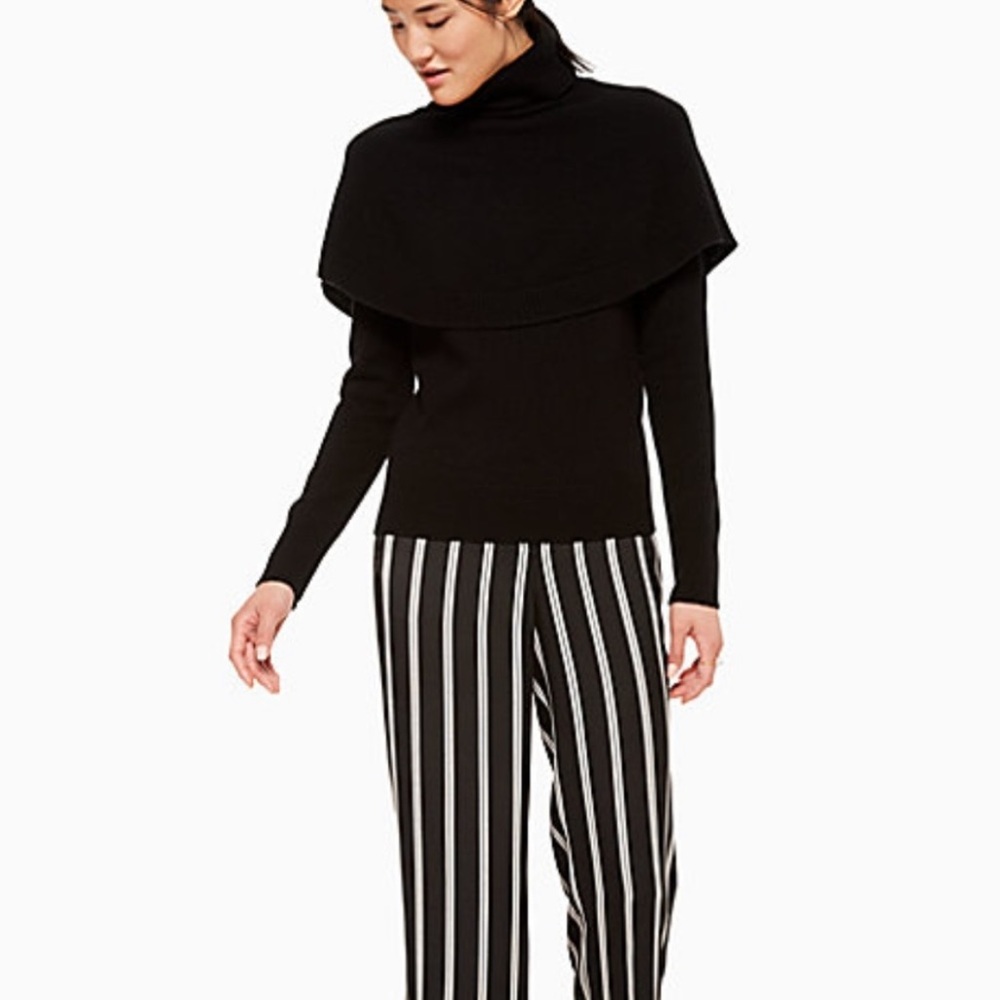 Kate Spade Madison Ave Wool Black Cape Turtleneck - Picture 2 of 10